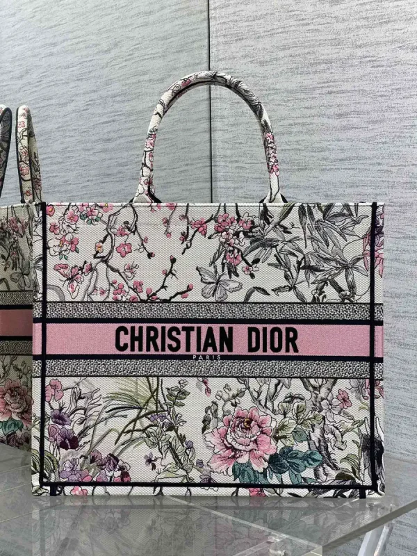 Dior Floral Embroidered Tote Bag image 1