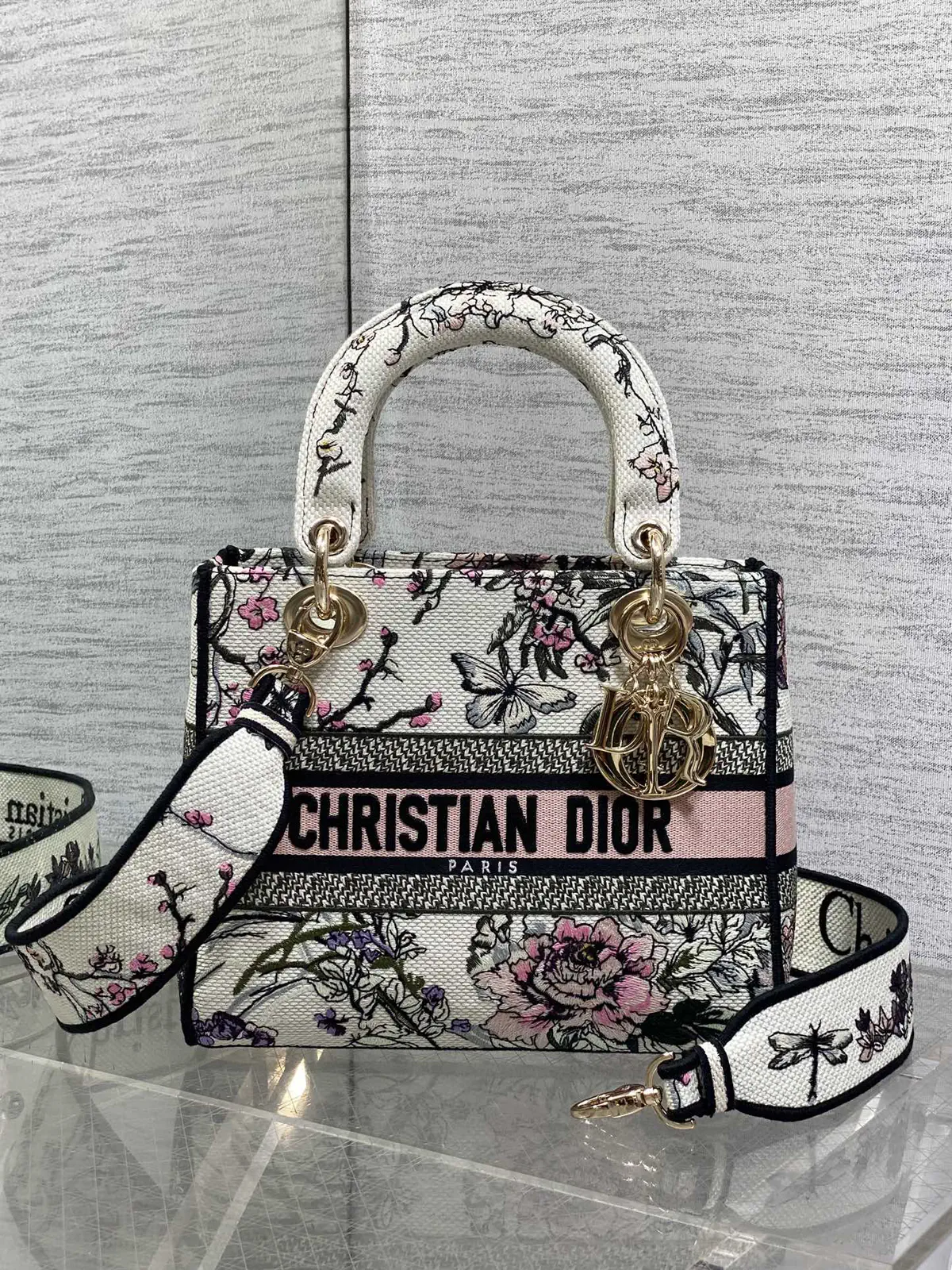 Dior Floral Embroidered Lady Top Handle Bag image 1