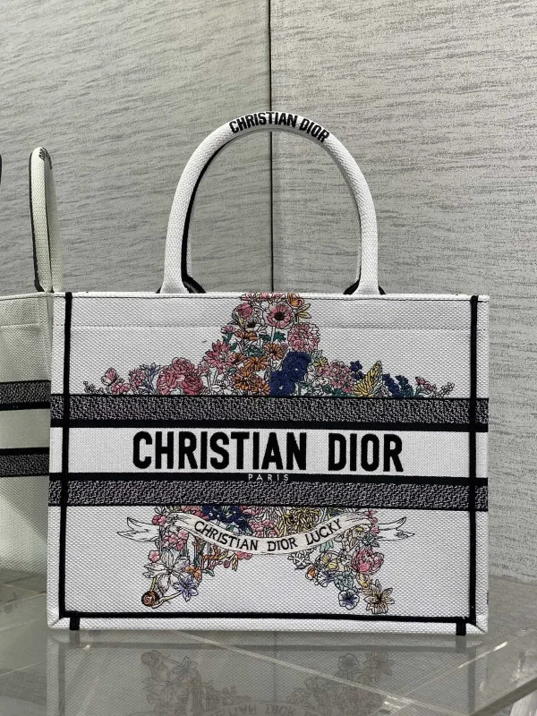 Dior Floral Embroidered Tote Bag image 1