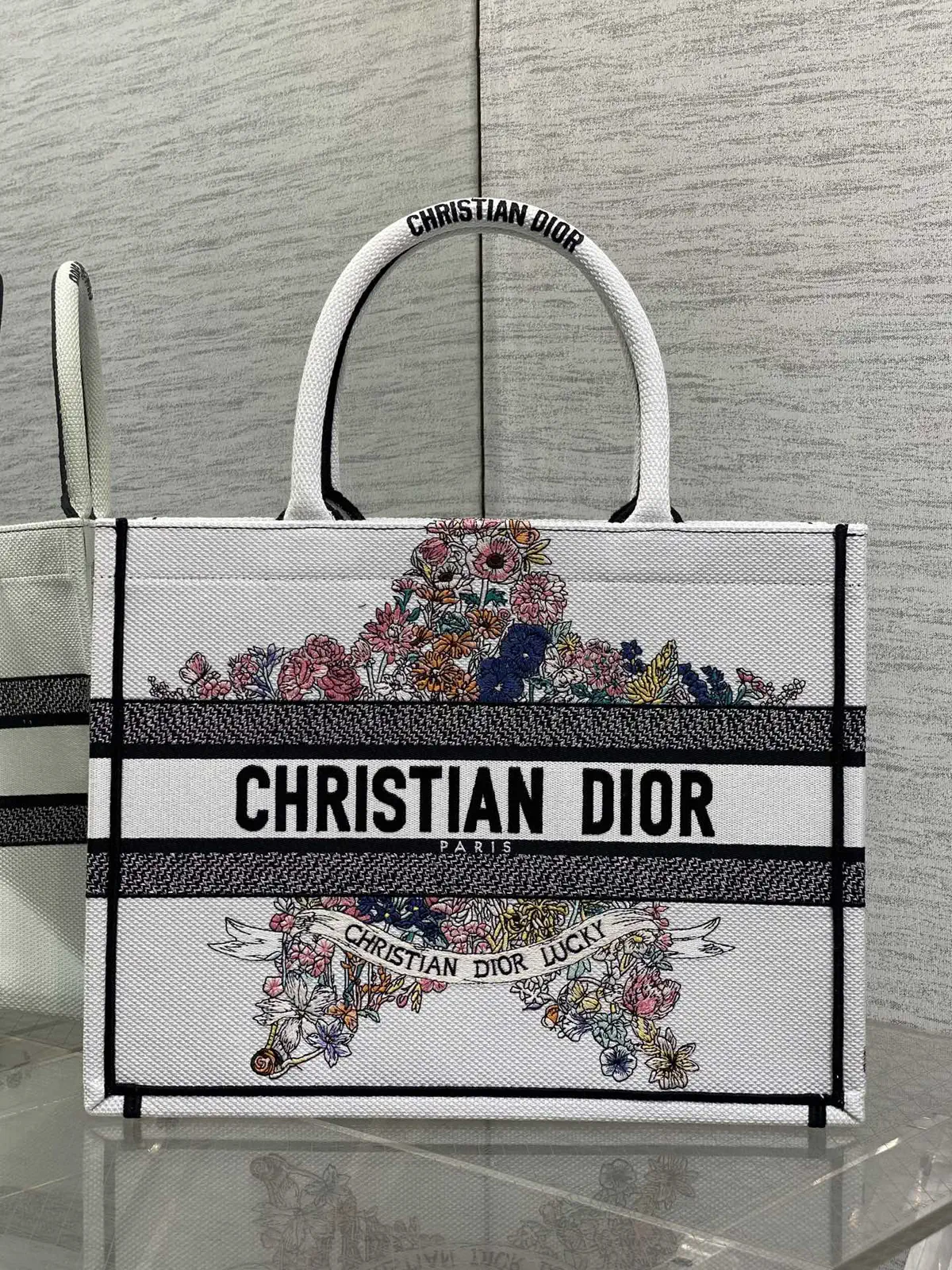 Dior Floral Embroidered Tote Bag image 1