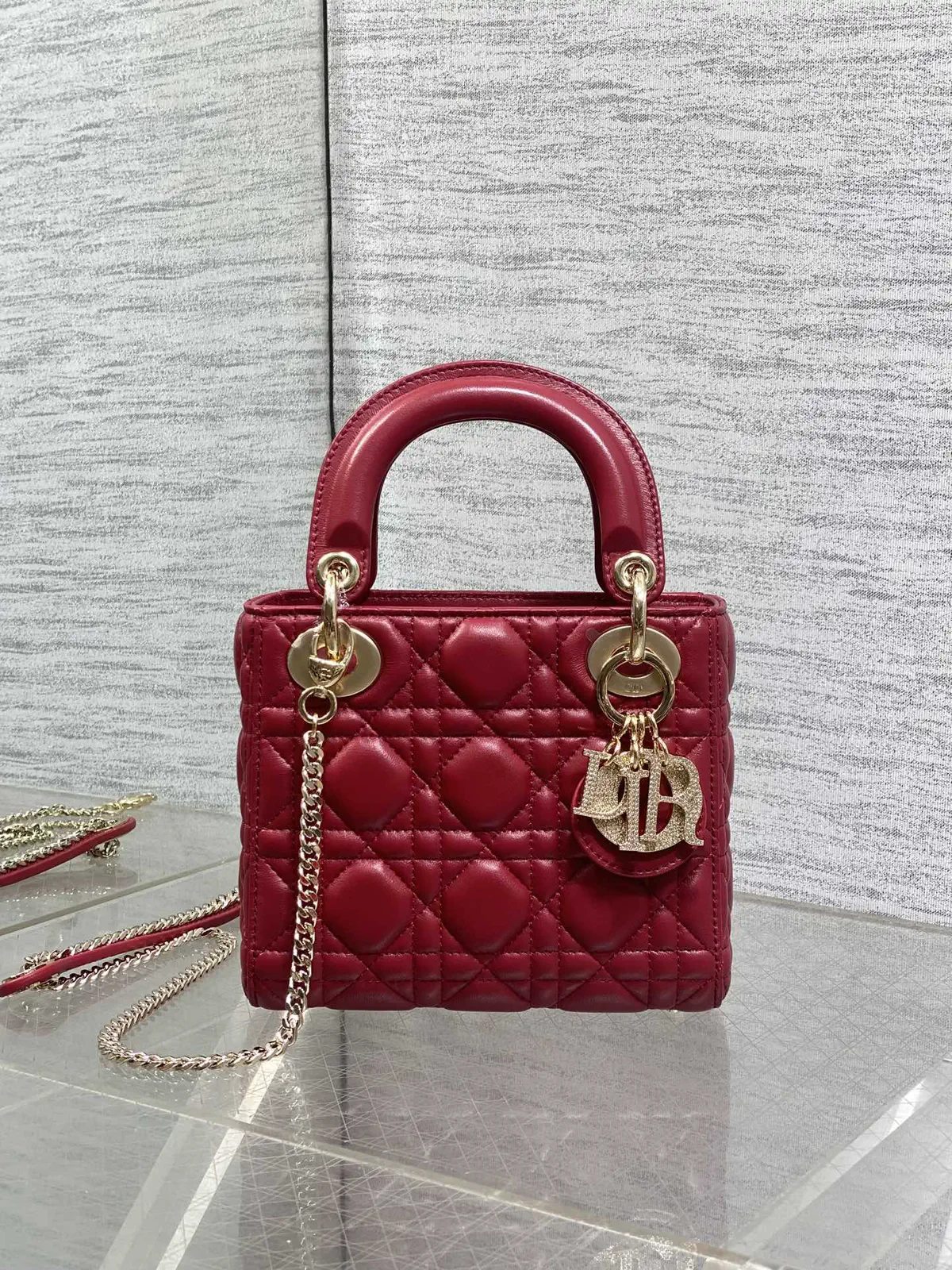 Dior Quilted Top Handle Bag with Crystal Buckle image 1