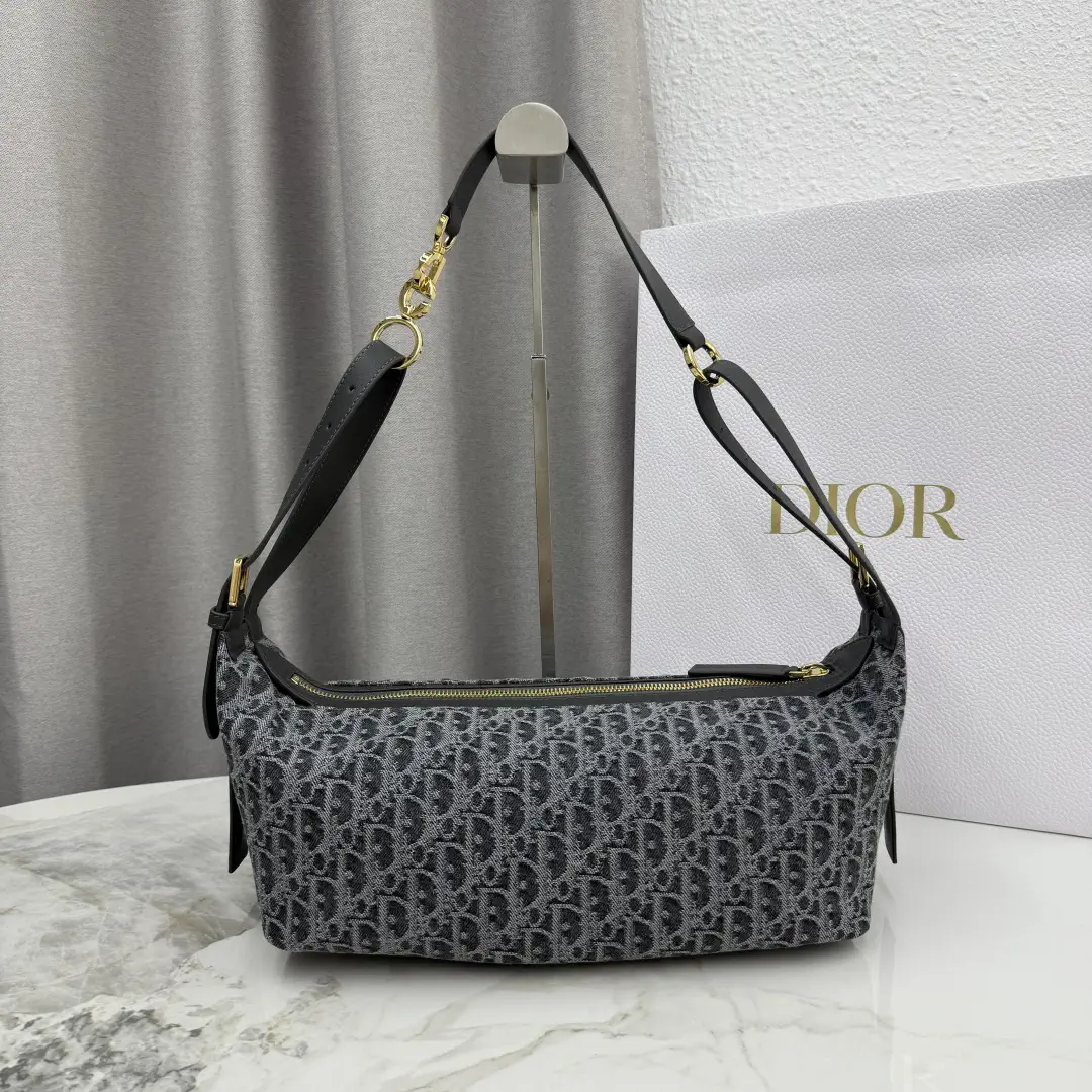 Dior Gray Monogram Hobo Shoulder Bag image 1