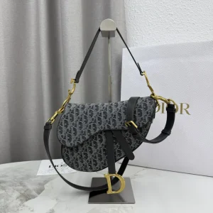 Dior Gray Oblique Print Saddle Bag image 1