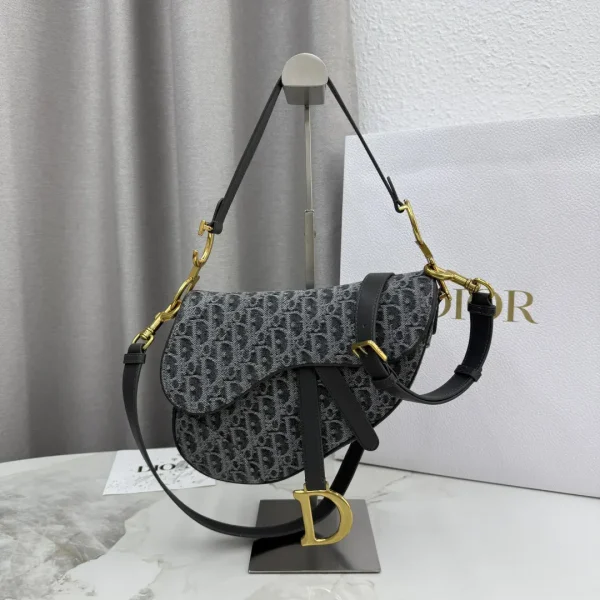 Dior Gray Oblique Print Saddle Bag image 1