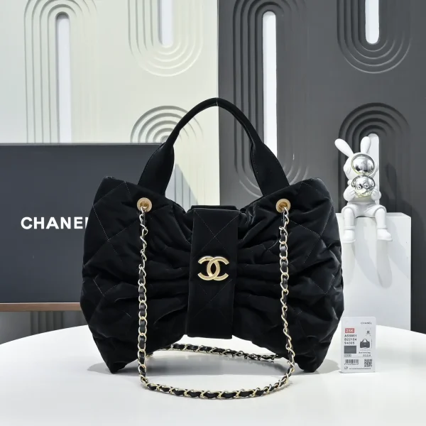 Chanel Black Quilted Bow Shoulder Bag image 1