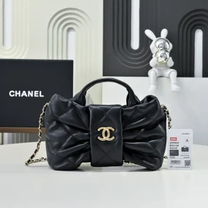 Chanel Black Quilted Bow Top Handle Bag image 1