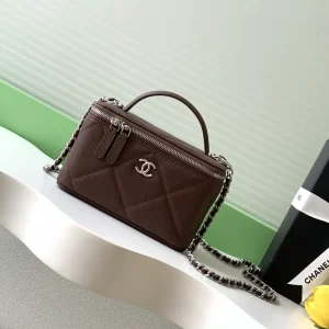 Chanel Quilted Box Bag with Top Handle and Chain Strap image 1