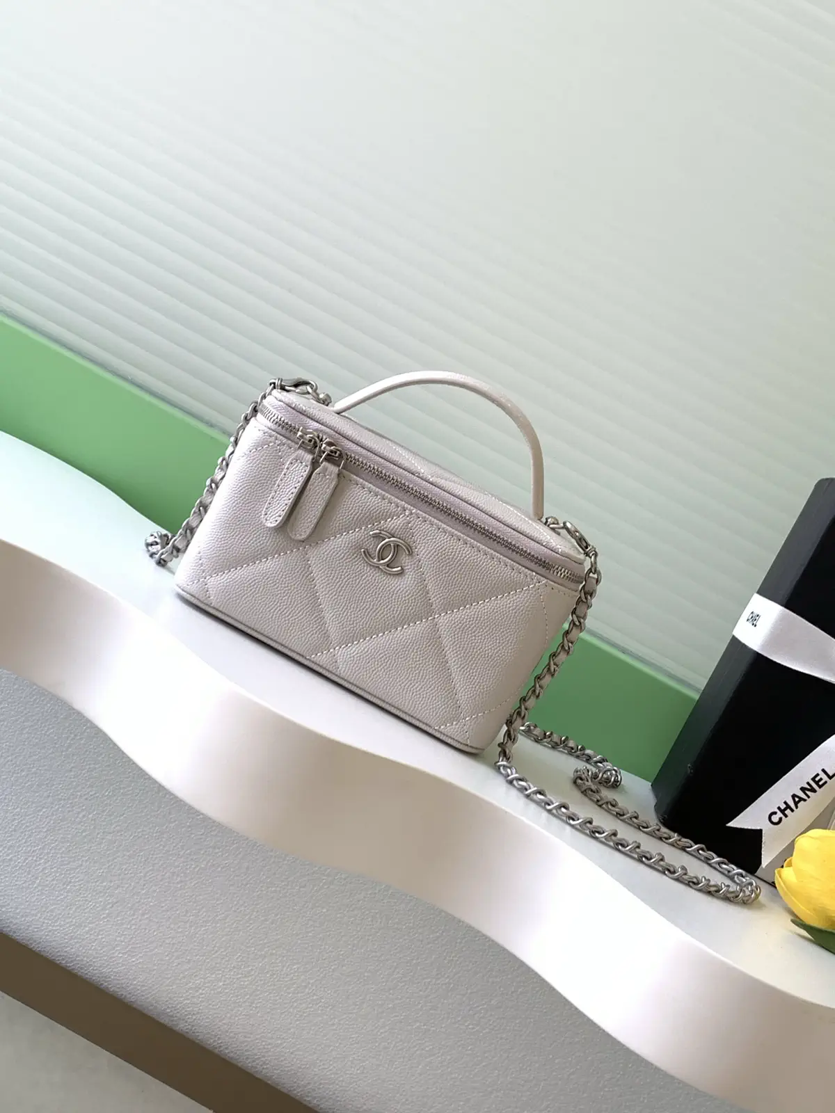 Chanel Quilted Box Bag with Top Handle and Chain Strap image 1