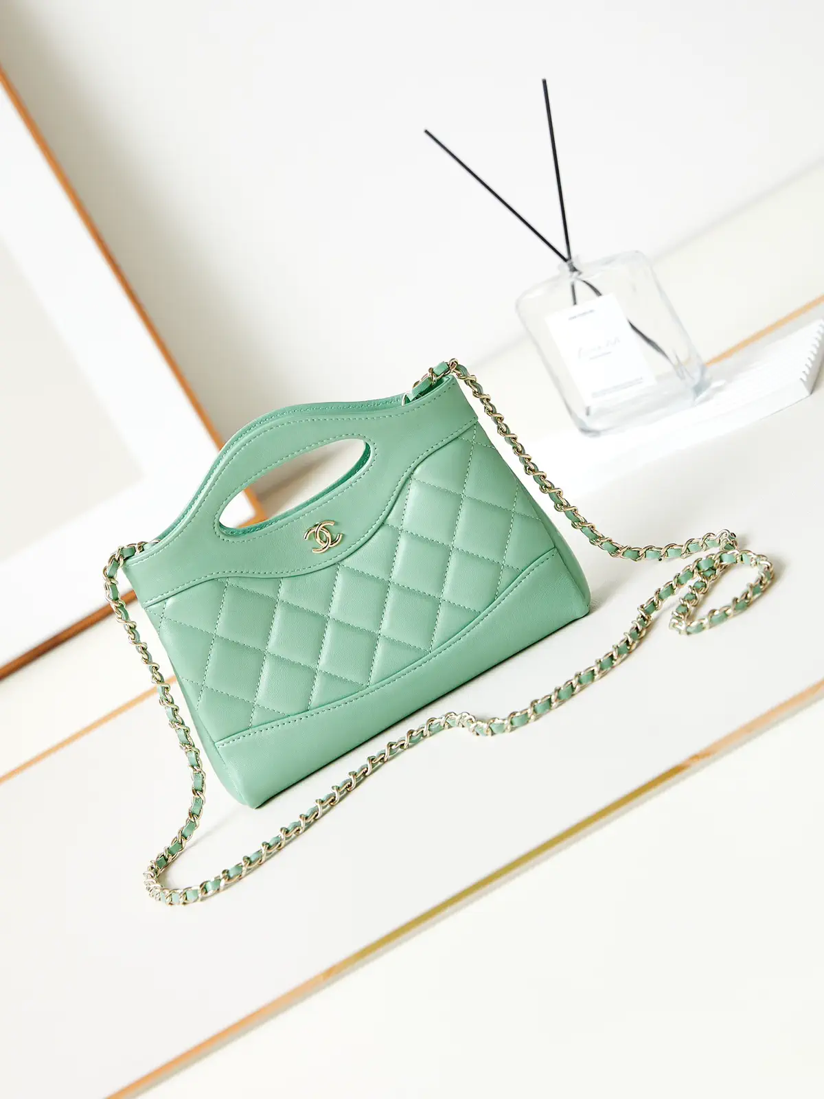 Chanel Quilted Top Handle Bag with Chain Strap image 1