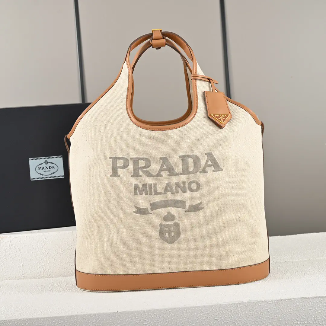 Prada Linen Blend Large Tote Bag image 1
