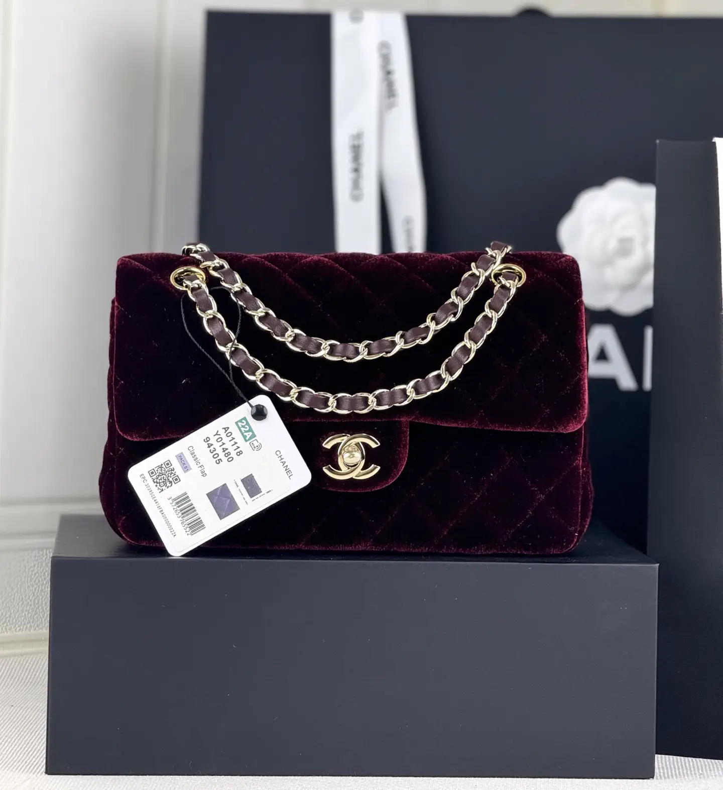 Chanel Quilted Velvet Classic Flap Shoulder Bag image 1