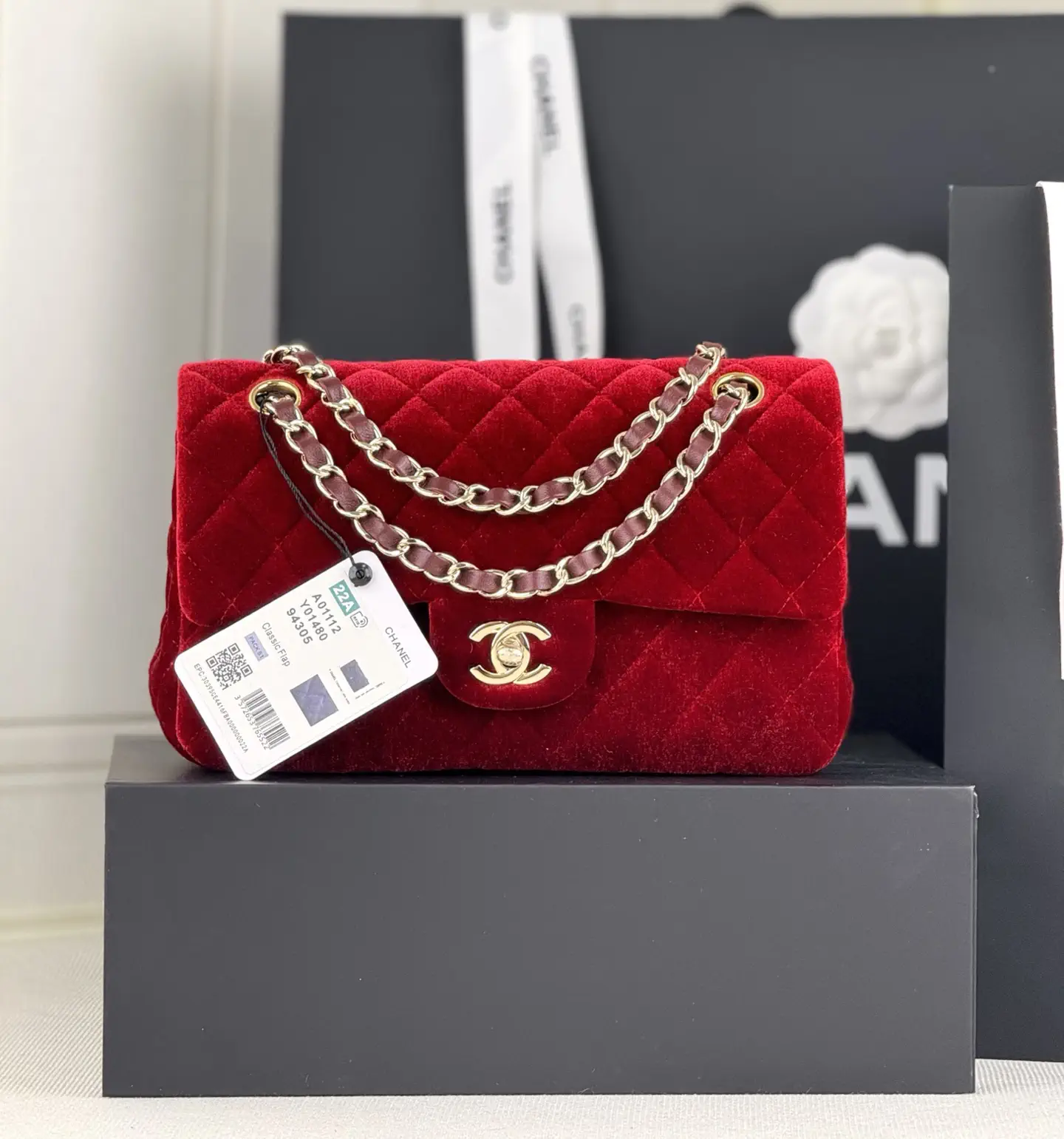 Chanel Quilted Velvet Classic Flap Shoulder Bag image 1