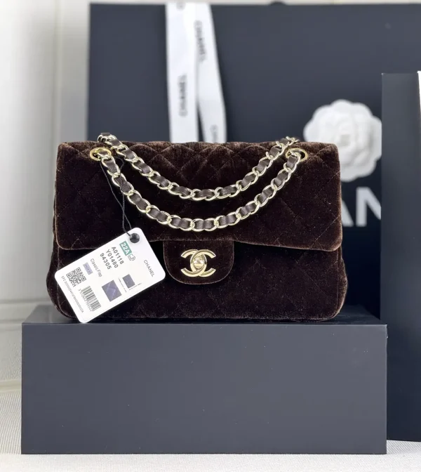 Chanel Quilted Velvet Classic Flap Shoulder Bag image 1