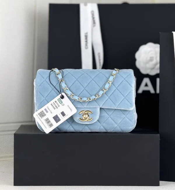 Chanel Quilted Velvet Classic Flap Shoulder Bag image 1