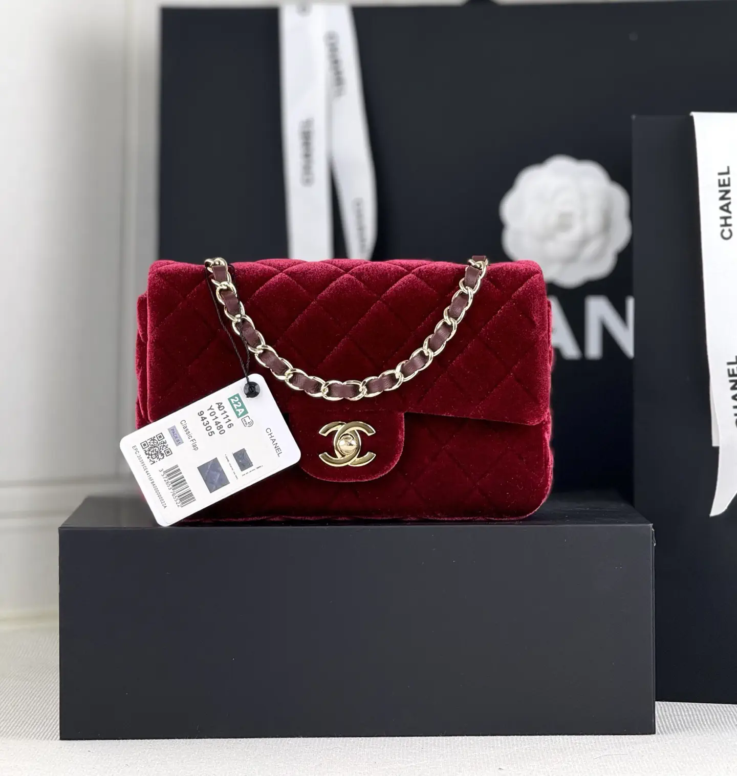 Chanel Quilted Velvet Classic Flap Bag image 1