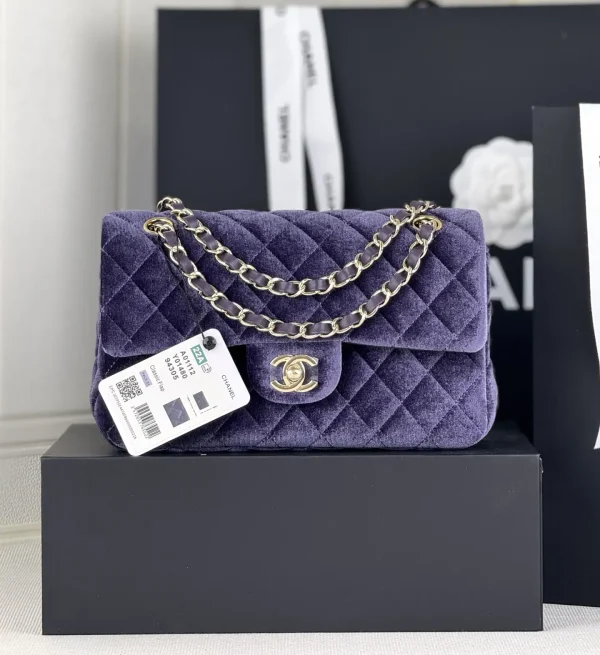 Chanel Quilted Velvet Classic Flap Shoulder Bag image 1