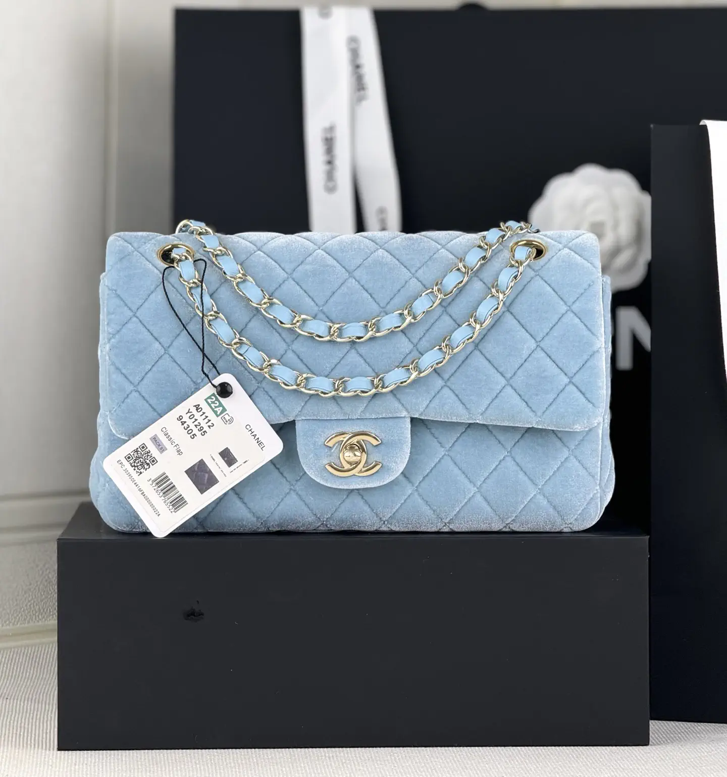 Chanel Quilted Velvet Classic Flap Shoulder Bag image 1
