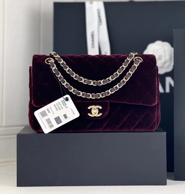 Chanel Quilted Velvet Classic Flap Shoulder Bag image 1