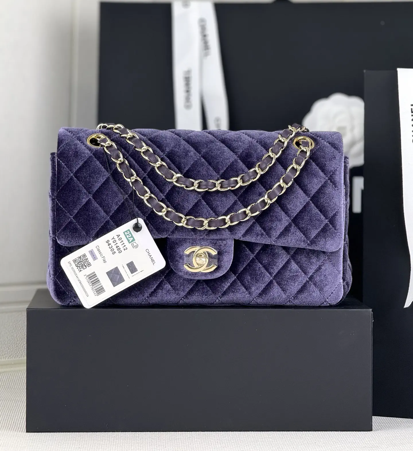 Chanel Quilted Velvet Classic Flap Shoulder Bag image 1