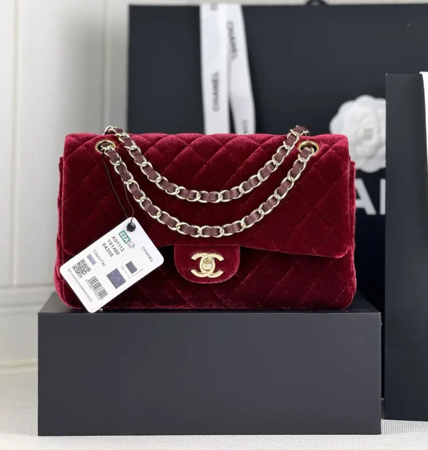 Chanel Quilted Velvet Classic Flap Shoulder Bag image 1