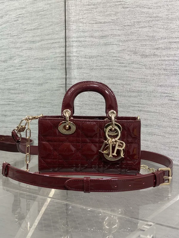 Dior Burgundy Quilted Patent Leather Mini Top Handle Bag image 1