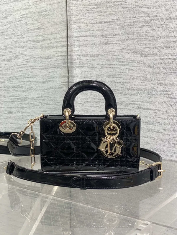 Dior Black Quilted Patent Leather Mini Top Handle Bag image 1