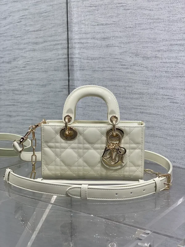 Dior White Quilted Patent Mini Top Handle Bag image 1