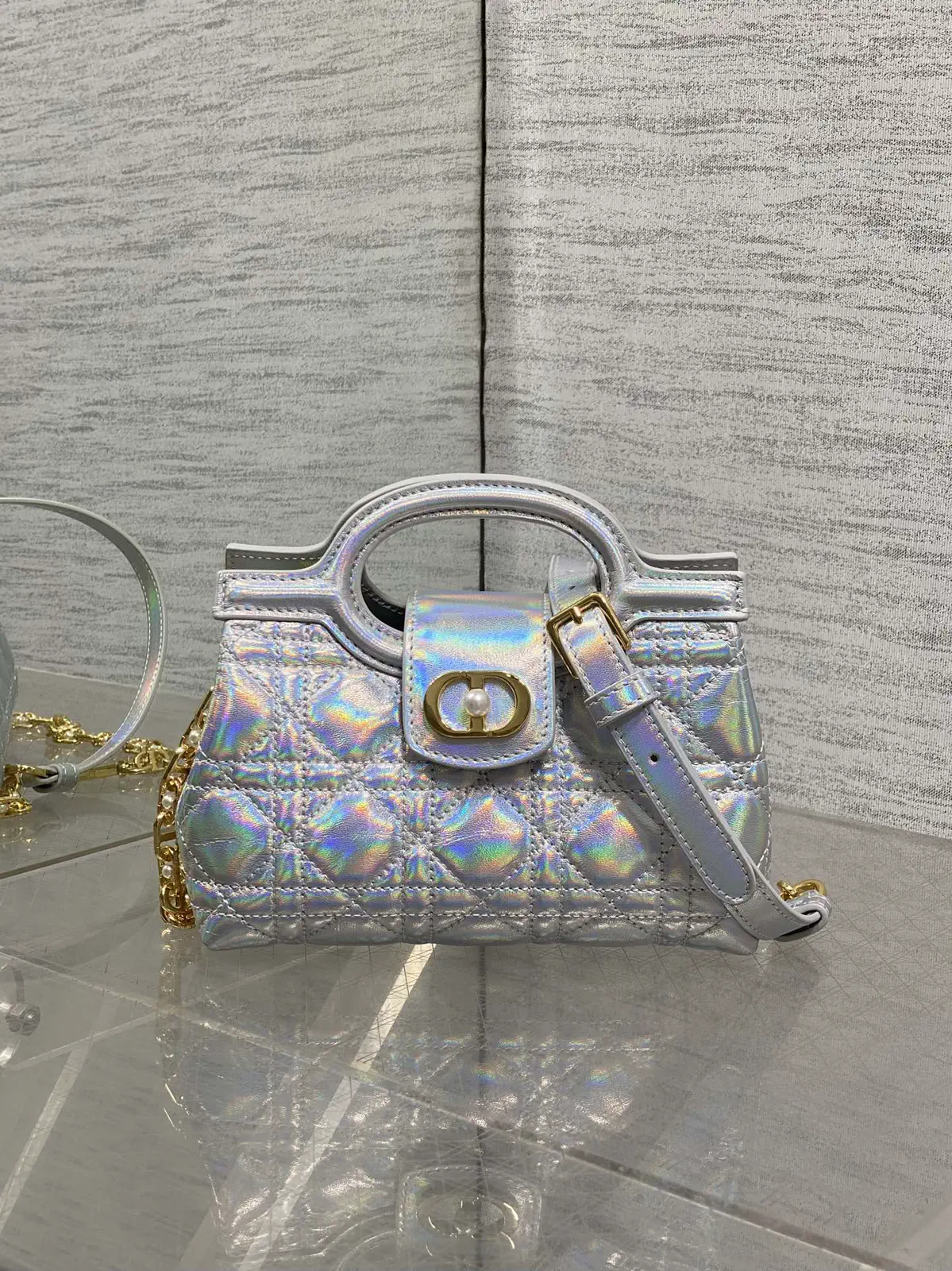 Dior Iridescent Quilted Jolie Top Handle Bag image 1