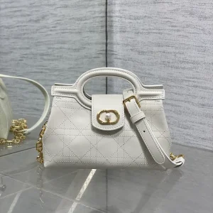 Dior White Quilted Jolie Top Handle Bag image 1
