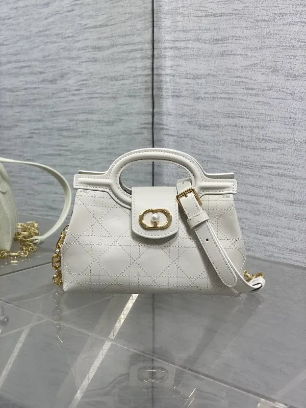 Dior White Quilted Jolie Top Handle Bag image 1