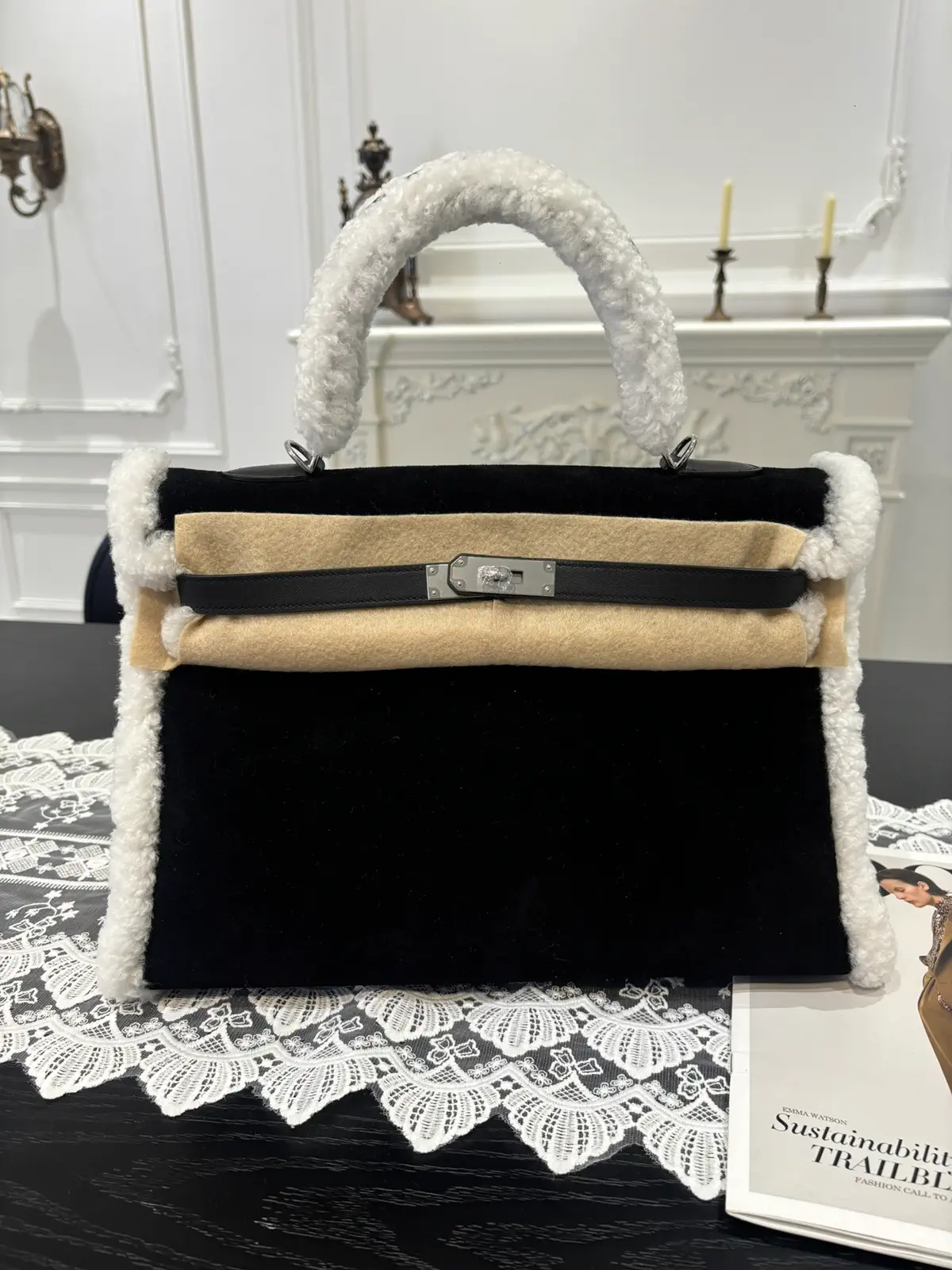 Hermès Fuzzy Trim Top Handle Bag image 1