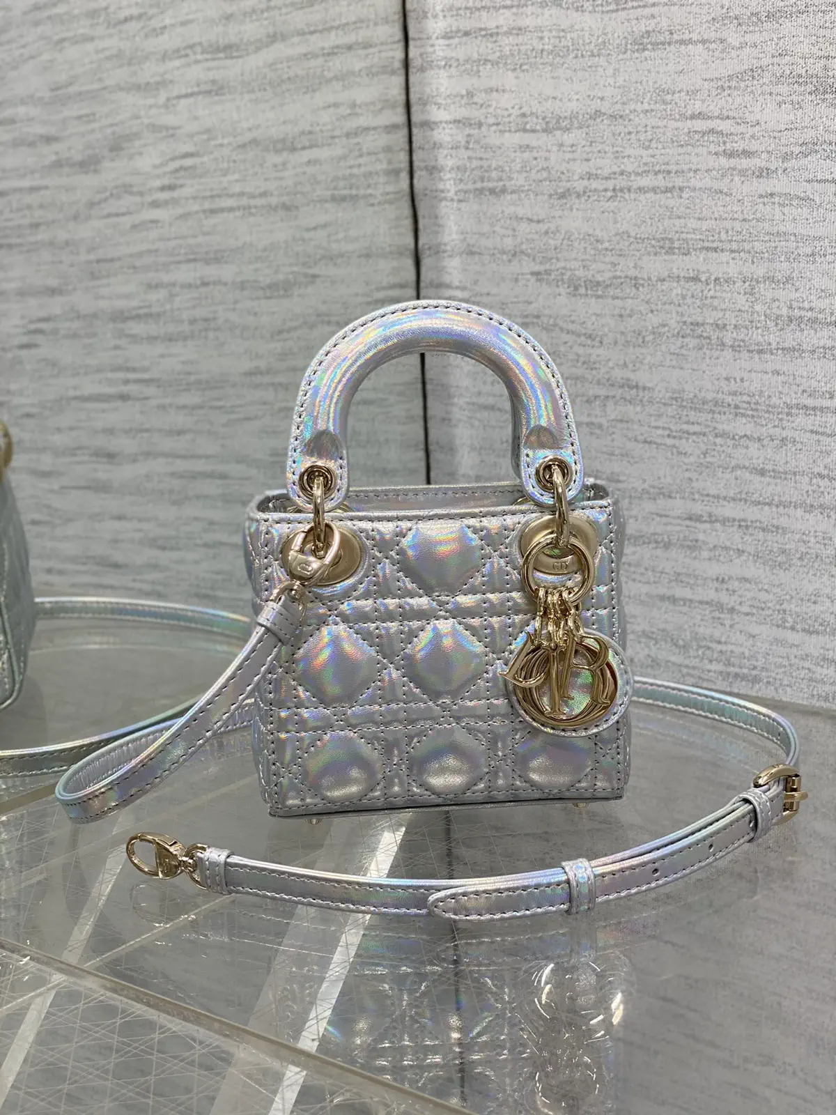 Dior Iridescent Quilted Micro Top Handle Bag image 1