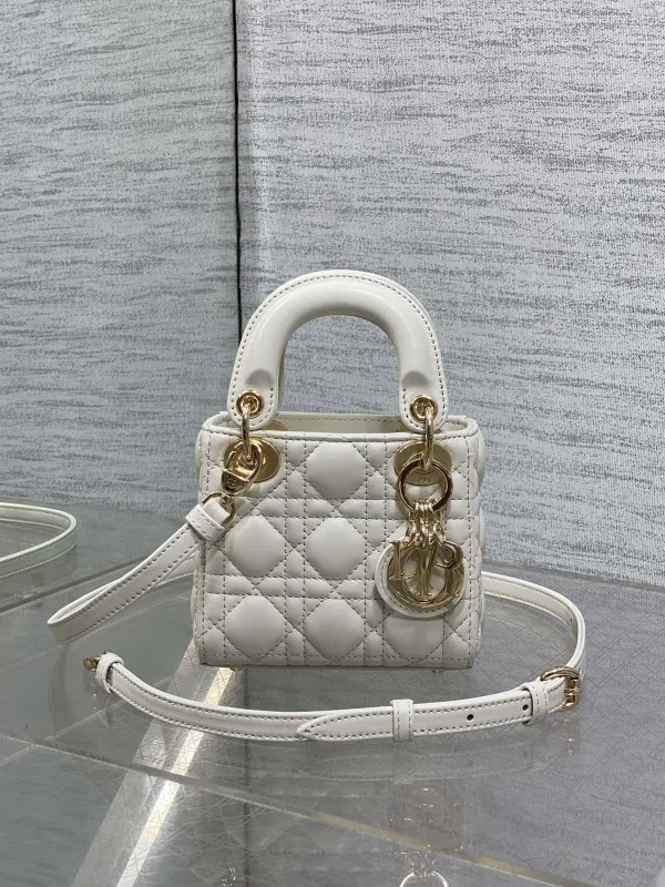 Dior White Quilted Micro Top Handle Bag image 1
