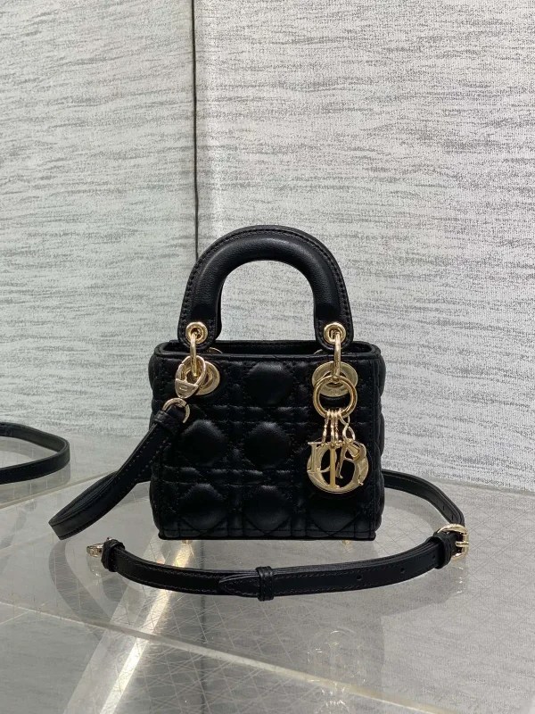 Dior Black Quilted Mini Top Handle Bag image 1
