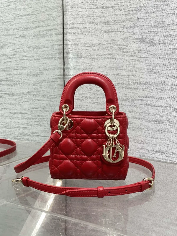 Dior Red Quilted Mini Top Handle Bag image 1