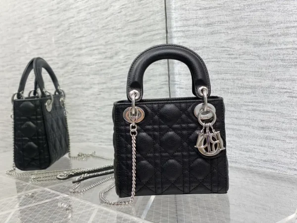 Dior Black Quilted Top Handle Bag image 1