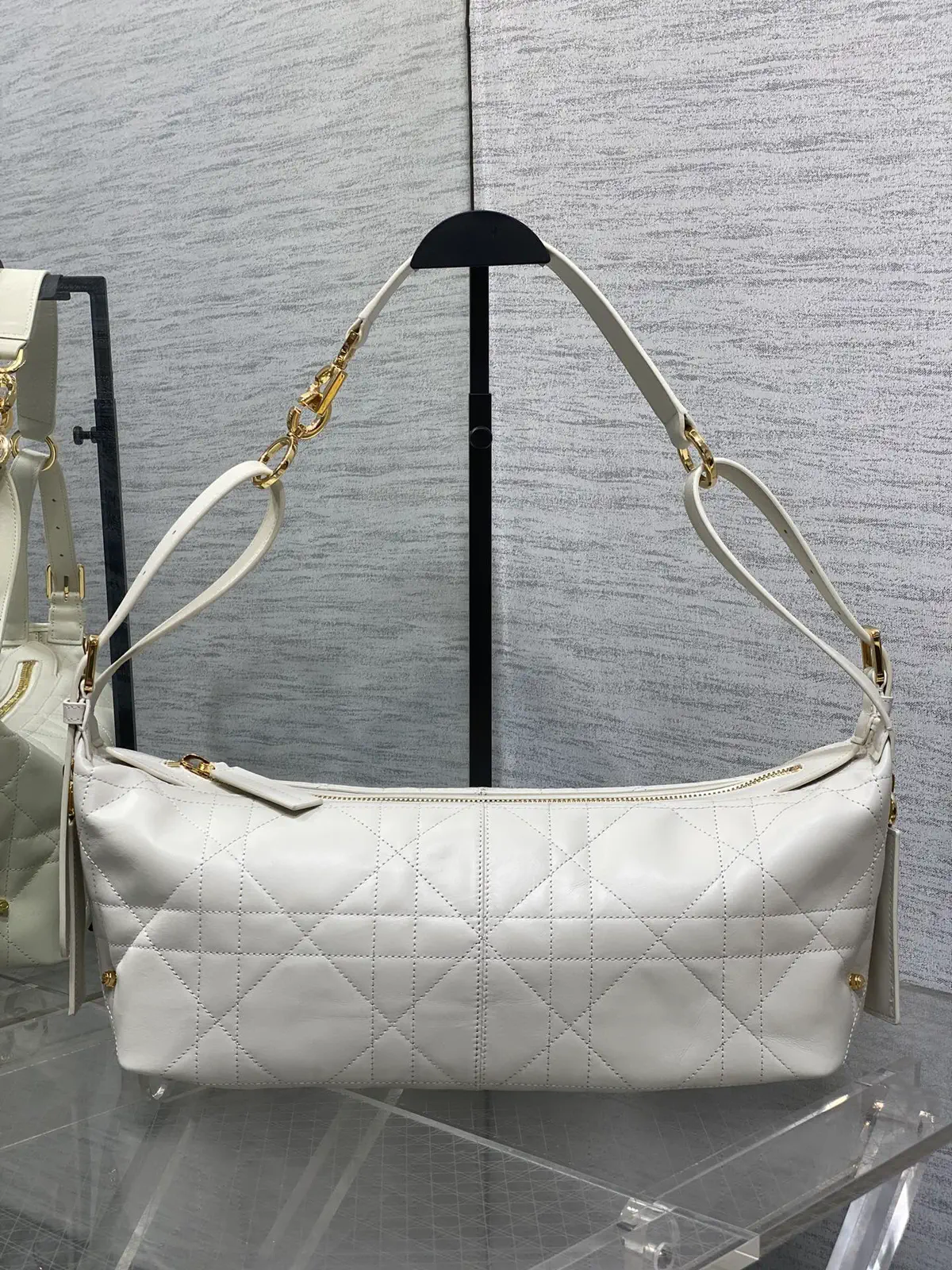 Dior White Quilted Hobo Shoulder Bag image 1