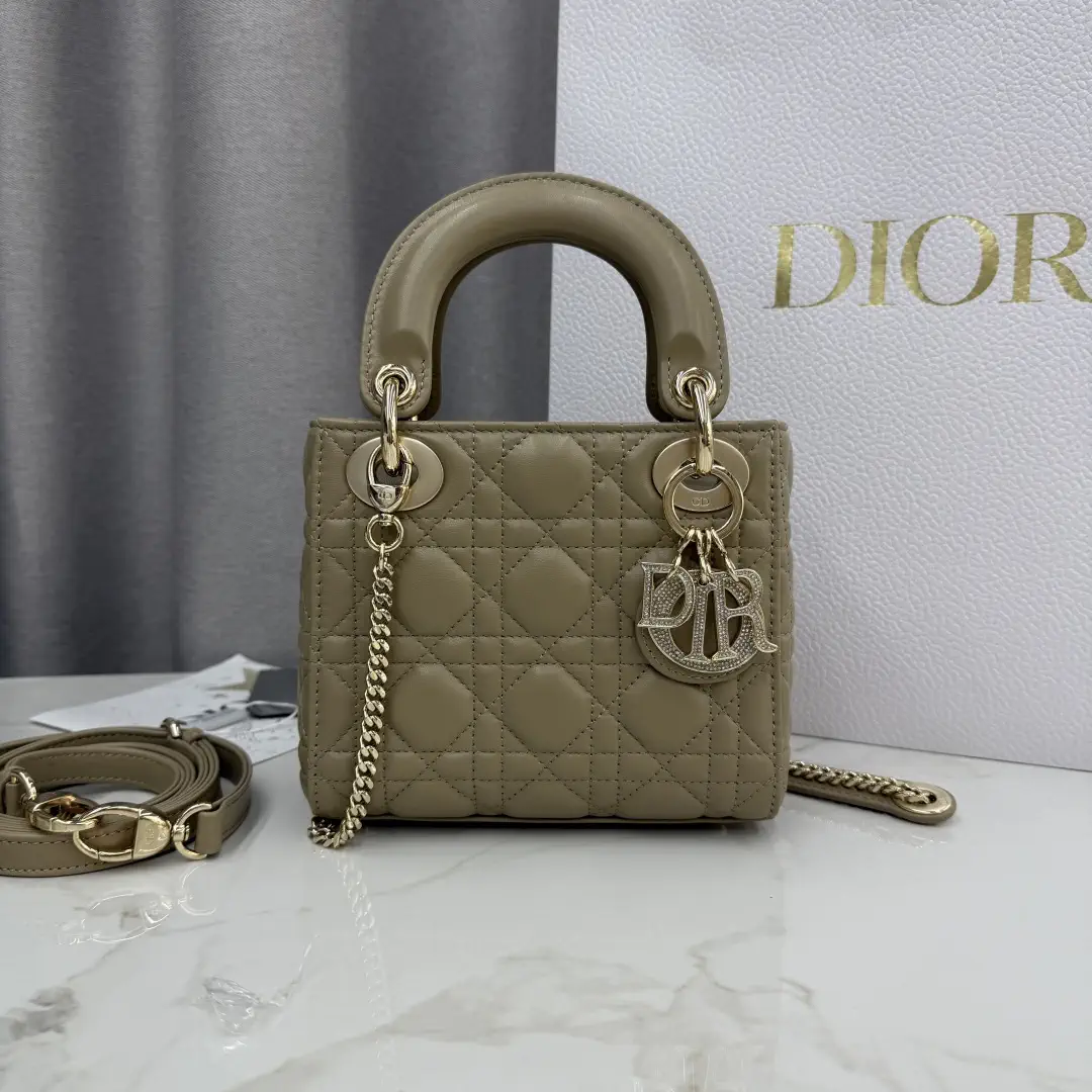 Dior Quilted Lambskin Mini Lady Dior Top Handle Bag image 1