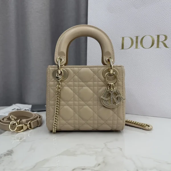 Dior Quilted Lambskin Mini Top Handle Bag with Crystal Charms image 1