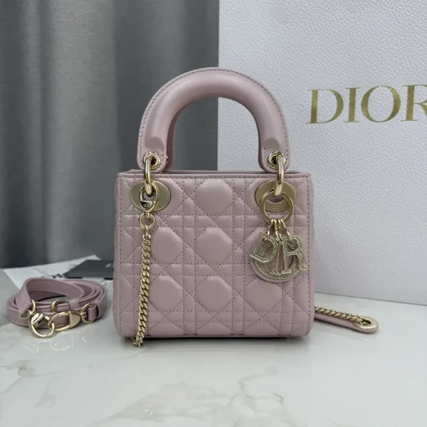 Dior Quilted Lambskin Mini Top Handle Bag with Crystal D.I.O.R. Charms image 1