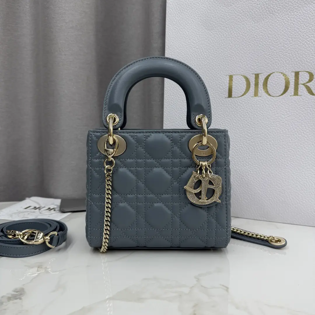 Dior Quilted Lambskin Mini Lady Dior Top Handle Bag image 1