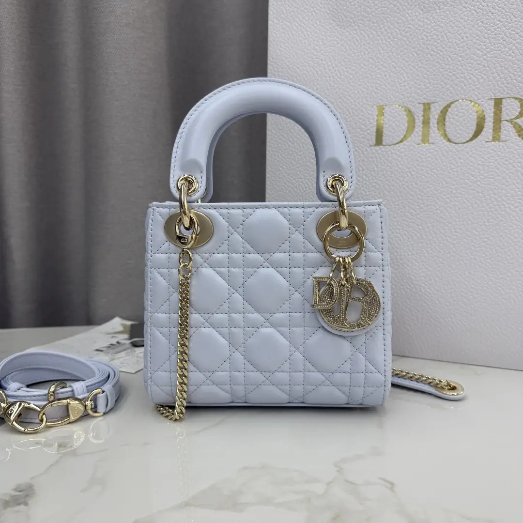 Dior Quilted Lambskin Mini Lady Dior Top Handle Bag image 1