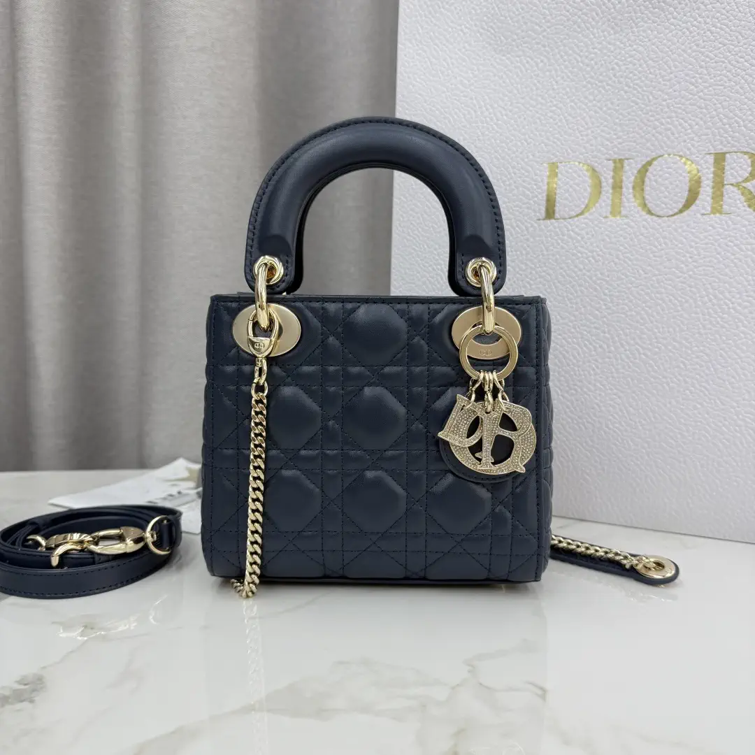 Dior Quilted Lambskin Mini Lady Dior Top Handle Bag image 1
