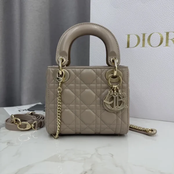 Dior Quilted Lambskin Mini Lady Dior Top Handle Bag image 1