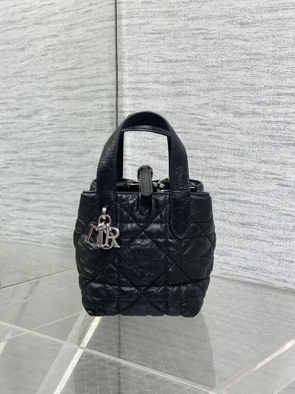 Dior Black Quilted Mini Top Handle Bag image 1