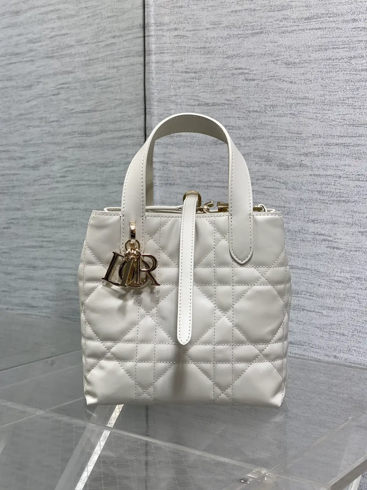 Dior White Quilted Top Handle Bag image 1