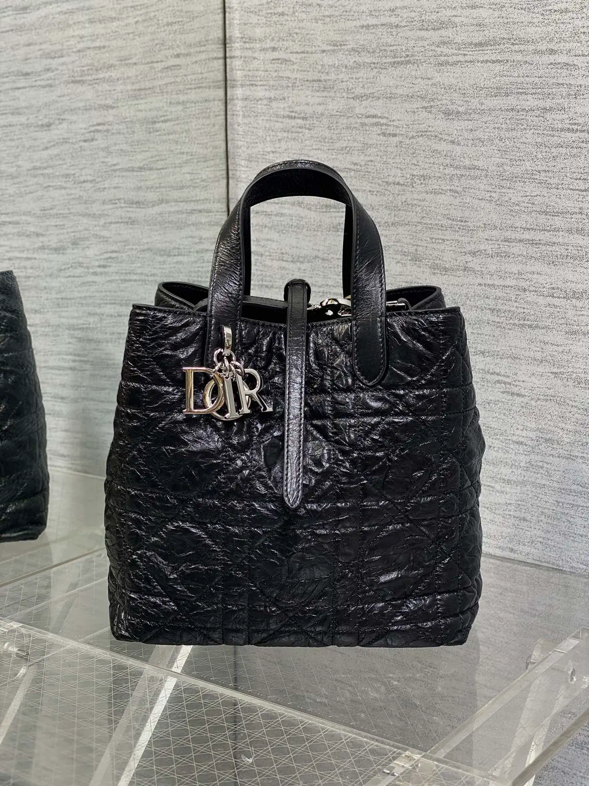 Dior Black Quilted Top Handle Bag image 1