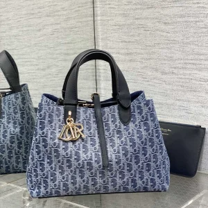 Dior Denim Monogram Top Handle Bag image 1