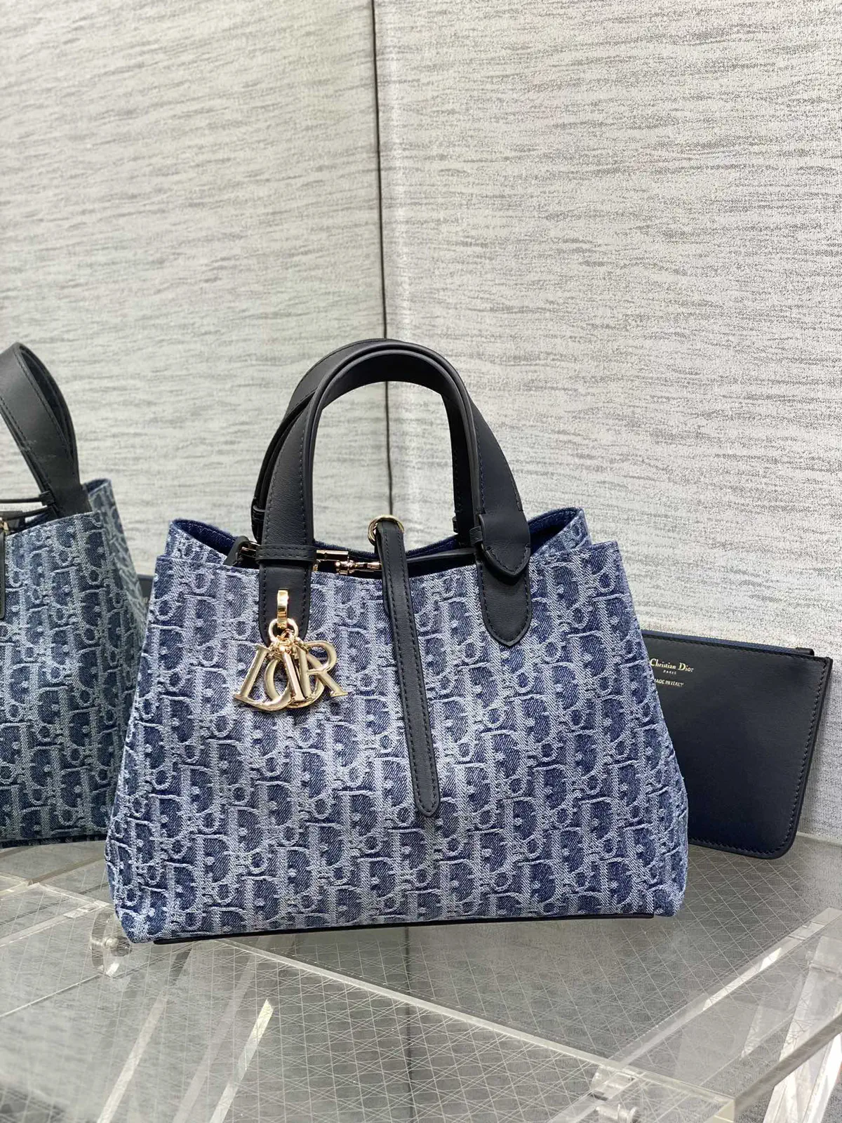 Dior Denim Monogram Top Handle Bag image 1
