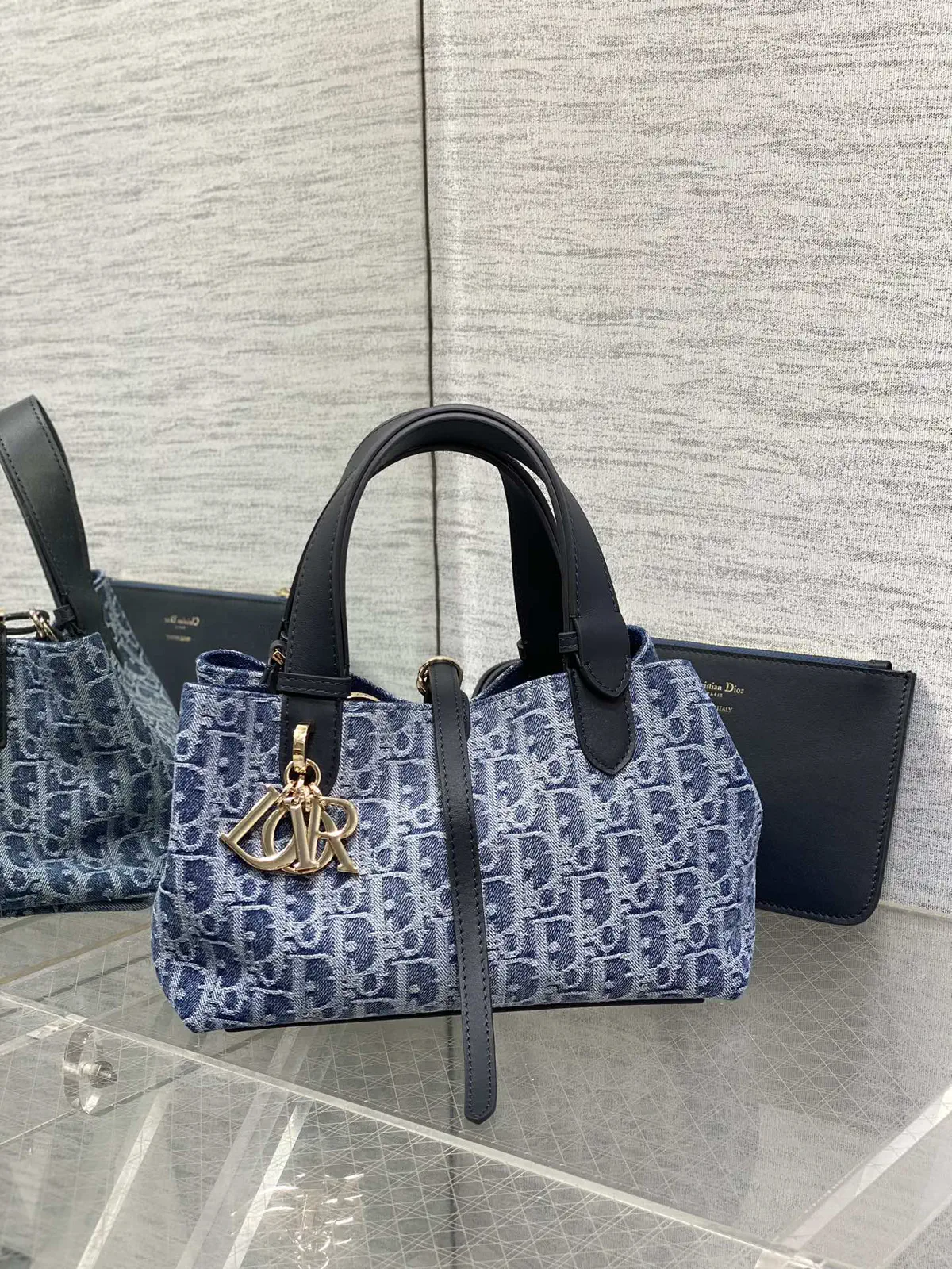 Dior Denim Monogram Top Handle Bag image 1